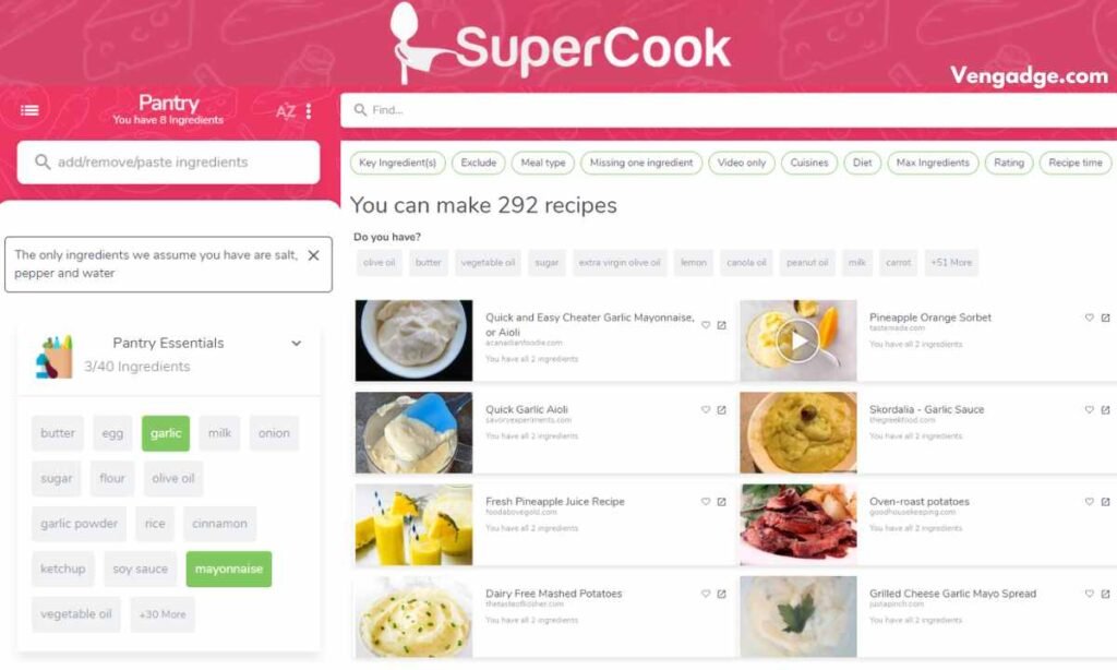 supercook recipes by ingredients